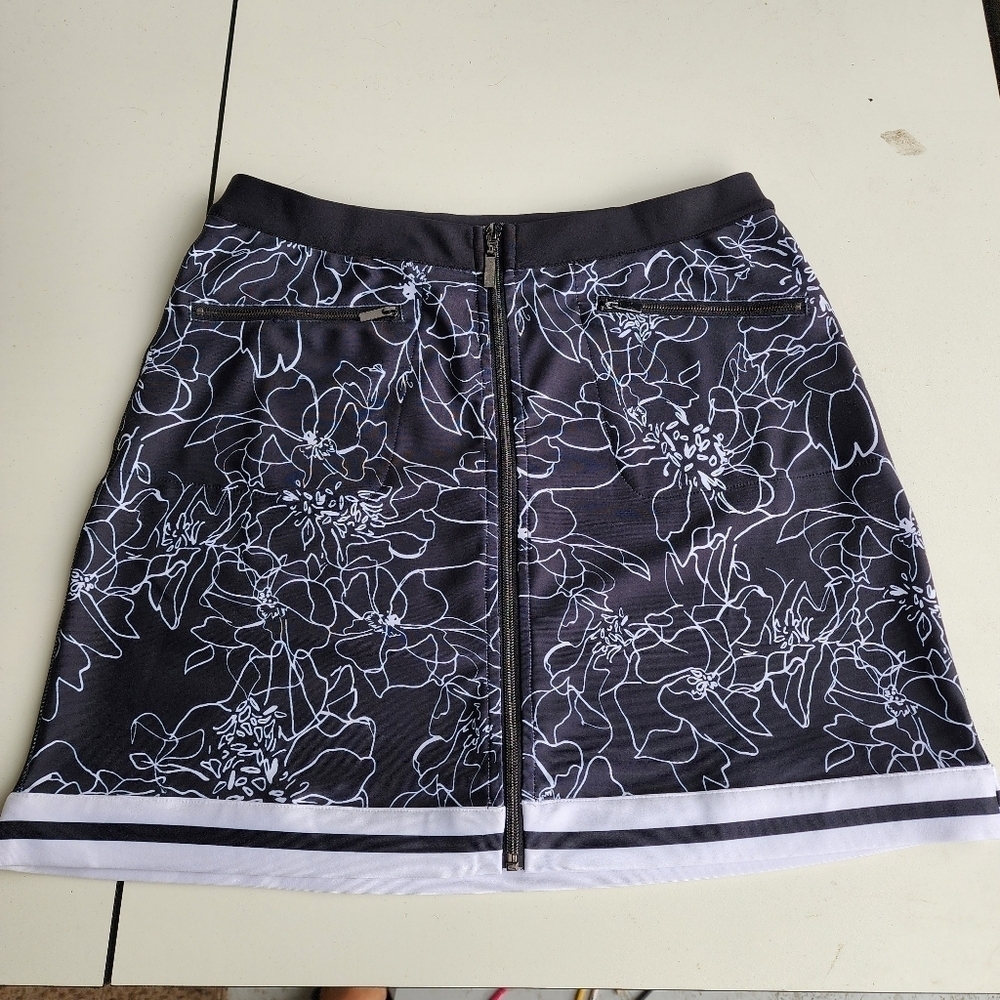 Tribal Womens Floral Print Athletic Mini Skirt  Stretchy romantic Pockets Sz M